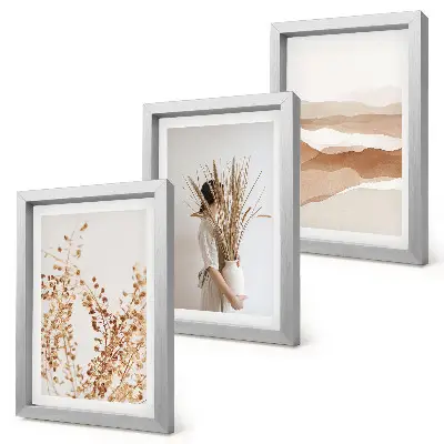 Juego de 3 cuadros decorativos con motivos vegetales abstractos de estilo rústico bohemio