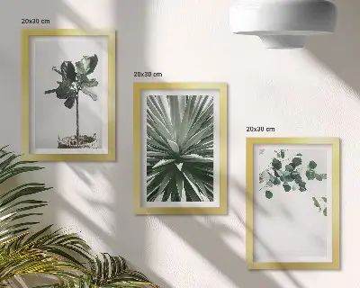 Juego de 3 cuadros decorativos con diseño de plantas verdes en estilo minimalista