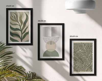 Juego de 3 cuadros decorativos Hojas y formas geométricas abstractas