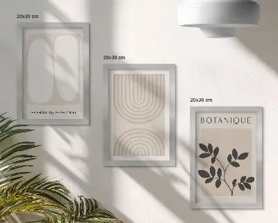 Juego de 3 cuadros decorativos con pósteres bohemios delicados de motivos abstractos de plantas