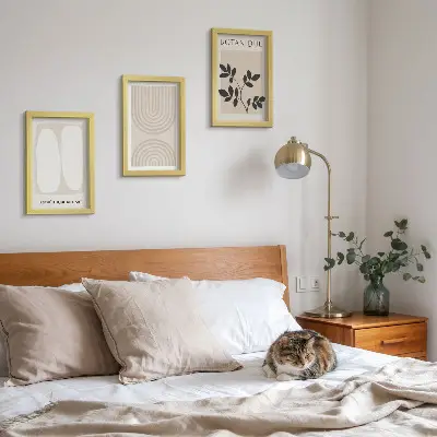 Juego de 3 cuadros decorativos con pósteres bohemios delicados de motivos abstractos de plantas