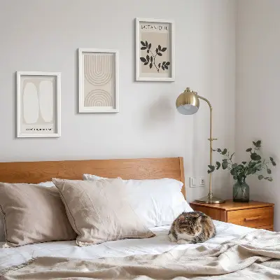 Juego de 3 cuadros decorativos con pósteres bohemios delicados de motivos abstractos de plantas