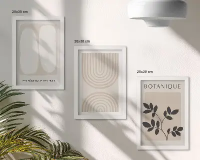 Juego de 3 cuadros decorativos con pósteres bohemios delicados de motivos abstractos de plantas