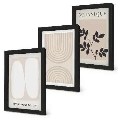 Juego de 3 cuadros decorativos con pósteres bohemios delicados de motivos abstractos de plantas