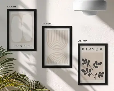 Juego de 3 cuadros decorativos con pósteres bohemios delicados de motivos abstractos de plantas
