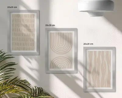 Juego de 3 cuadros decorativos con diseños abstractos en tonos beige y blanco