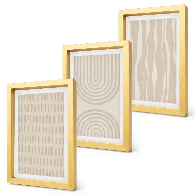 Juego de 3 cuadros decorativos con diseños abstractos en tonos beige y blanco