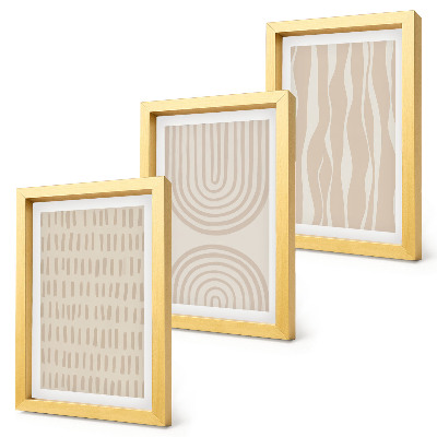 Juego de 3 cuadros decorativos Diseños abstractos en tonos beige y blanco.