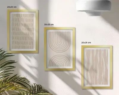 Juego de 3 cuadros decorativos con diseños abstractos en tonos beige y blanco