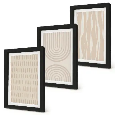Juego de 3 cuadros decorativos con diseños abstractos en tonos beige y blanco