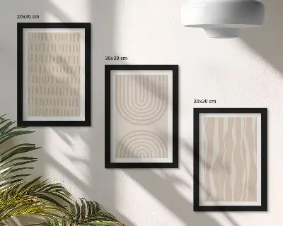 Juego de 3 cuadros decorativos con diseños abstractos en tonos beige y blanco
