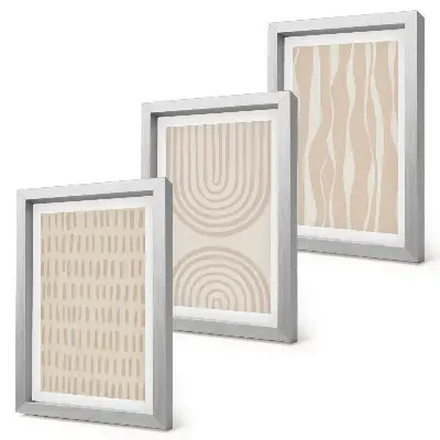 Juego de 3 cuadros decorativos con diseños abstractos en tonos beige y blanco
