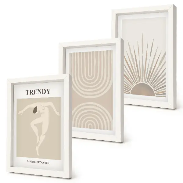 Juego de 3 cuadros decorativos con diseños abstractos en tonos pastel de estilo bohemio