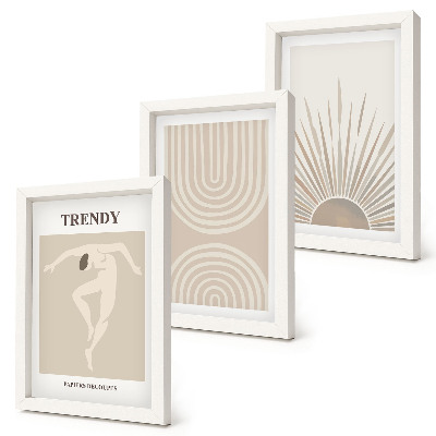 Juego de 3 cuadros decorativos Pósters en tonos pastel, abstracciones bohemias de moda.