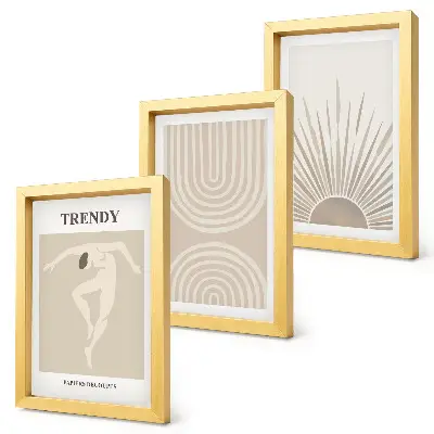 Juego de 3 cuadros decorativos con diseños abstractos en tonos pastel de estilo bohemio