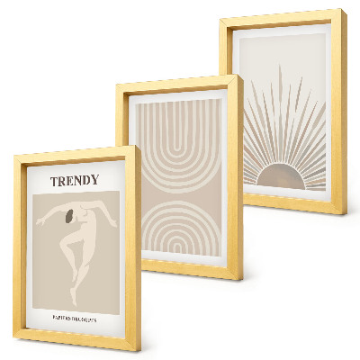 Juego de 3 cuadros decorativos Pósters en tonos pastel, abstracciones bohemias de moda.