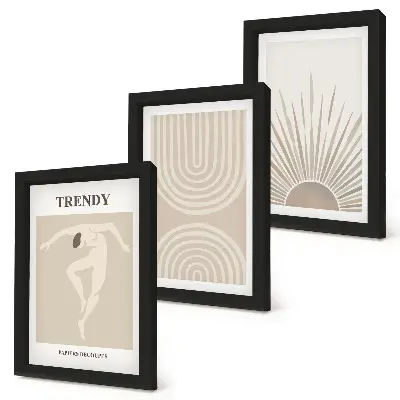 Juego de 3 cuadros decorativos con diseños abstractos en tonos pastel de estilo bohemio
