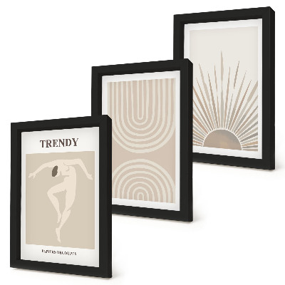 Juego de 3 cuadros decorativos Pósters en tonos pastel, abstracciones bohemias de moda.