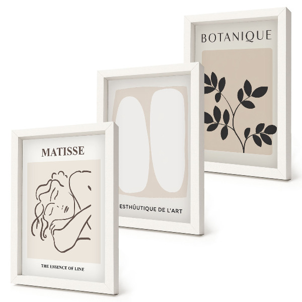 Tríptico enmarcado Elegantes pinturas minimalistas con motivos vegetales de Matisse.