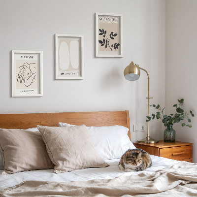 Tríptico enmarcado Elegantes pinturas minimalistas con motivos vegetales de Matisse.