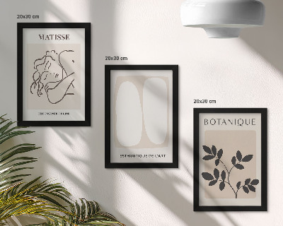 Tríptico enmarcado Elegantes pinturas minimalistas con motivos vegetales de Matisse.