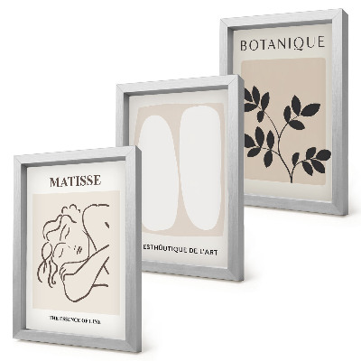 Tríptico enmarcado Elegantes pinturas minimalistas con motivos vegetales de Matisse.