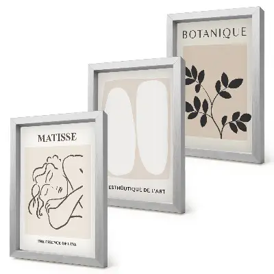 Tríptico de pinturas minimalistas de Matisse con motivos vegetales enmarcado