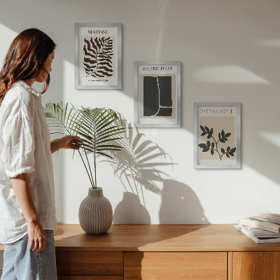 Juego de 3 cuadros decorativos Pósteres minimalistas con motivos vegetales y abstractos.
