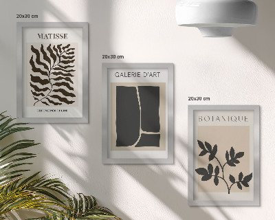 Juego de 3 cuadros decorativos Pósteres minimalistas con motivos vegetales y abstractos.