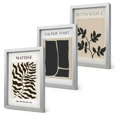 Juego de 3 cuadros decorativos con motivos minimalistas vegetales y abstractos