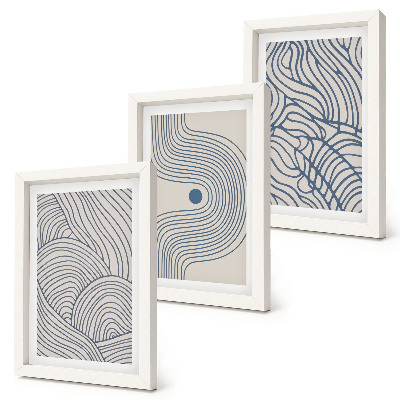 Tríptico enmarcado Líneas decorativas abstractas con forma de onda