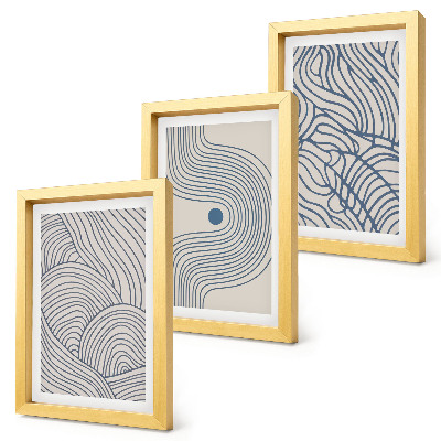 Tríptico enmarcado Líneas decorativas abstractas con forma de onda