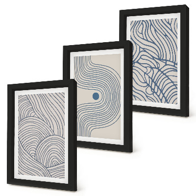 Tríptico enmarcado Líneas decorativas abstractas con forma de onda