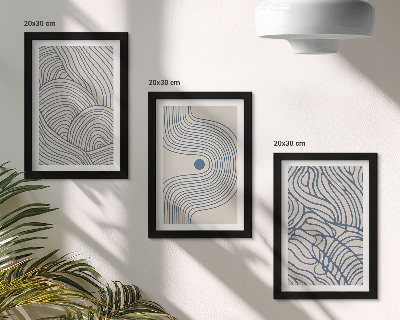 Tríptico enmarcado Líneas decorativas abstractas con forma de onda