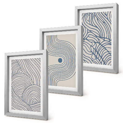 Tríptico enmarcado Líneas decorativas abstractas con forma de onda
