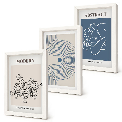 Tríptico enmarcado Carteles con líneas florales y formas abstractas