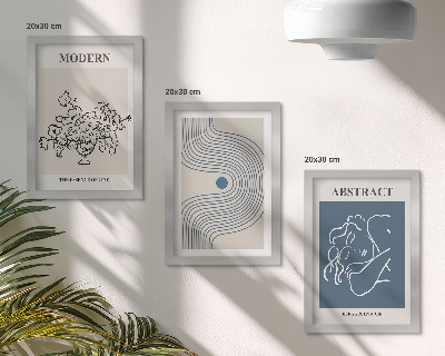 Tríptico enmarcado Carteles con líneas florales y formas abstractas