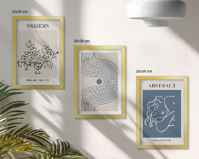 Tríptico enmarcado Carteles con líneas florales y formas abstractas