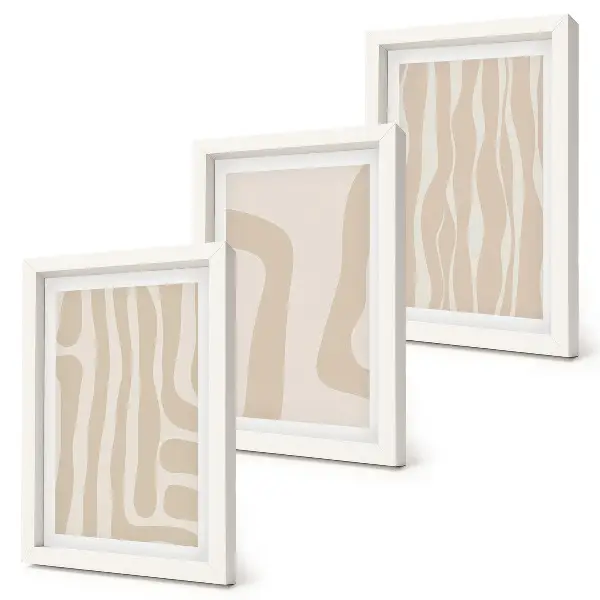 Juego de 3 cuadros decorativos con diseños abstractos de formas minimalistas en estilo bohemio