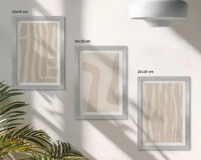 Juego de 3 cuadros decorativos con diseños abstractos de formas minimalistas en estilo bohemio