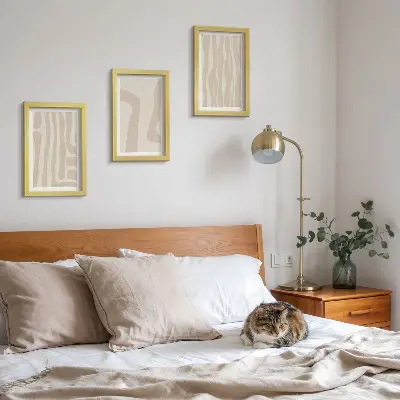 Juego de 3 cuadros decorativos con diseños abstractos de formas minimalistas en estilo bohemio