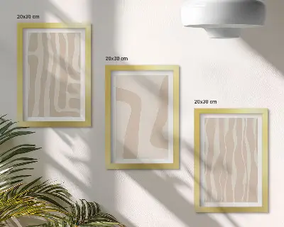 Juego de 3 cuadros decorativos con diseños abstractos de formas minimalistas en estilo bohemio