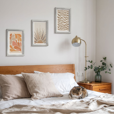 Juego de 3 cuadros decorativos Formas abstractas bohemias en tonos pastel del sol