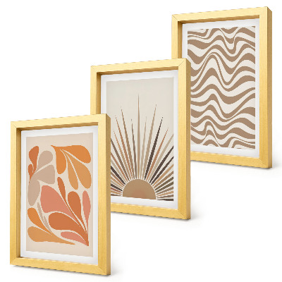 Juego de 3 cuadros decorativos Formas abstractas bohemias en tonos pastel del sol
