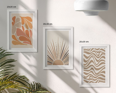 Juego de 3 cuadros decorativos Formas abstractas bohemias en tonos pastel del sol