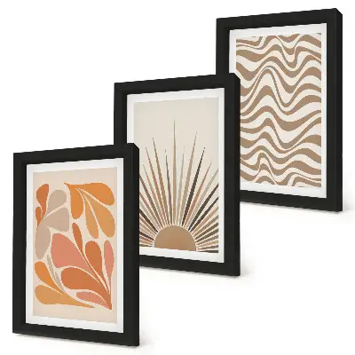 Juego de 3 cuadros decorativos con diseño de formas abstractas bohemias en tonos pastel del sol