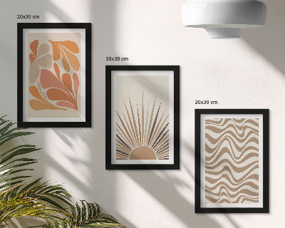 Juego de 3 cuadros decorativos Formas abstractas bohemias en tonos pastel del sol