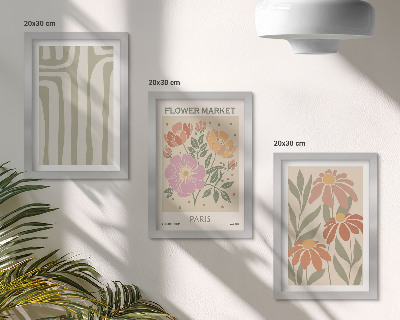 Tríptico enmarcado Póster con motivos botánicos de estilo minimalista parisino