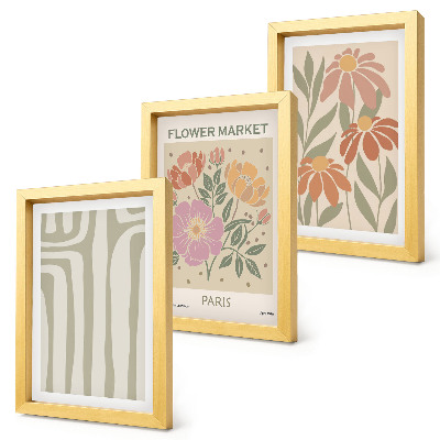 Tríptico enmarcado Póster con motivos botánicos de estilo minimalista parisino