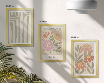 Tríptico enmarcado Póster con motivos botánicos de estilo minimalista parisino